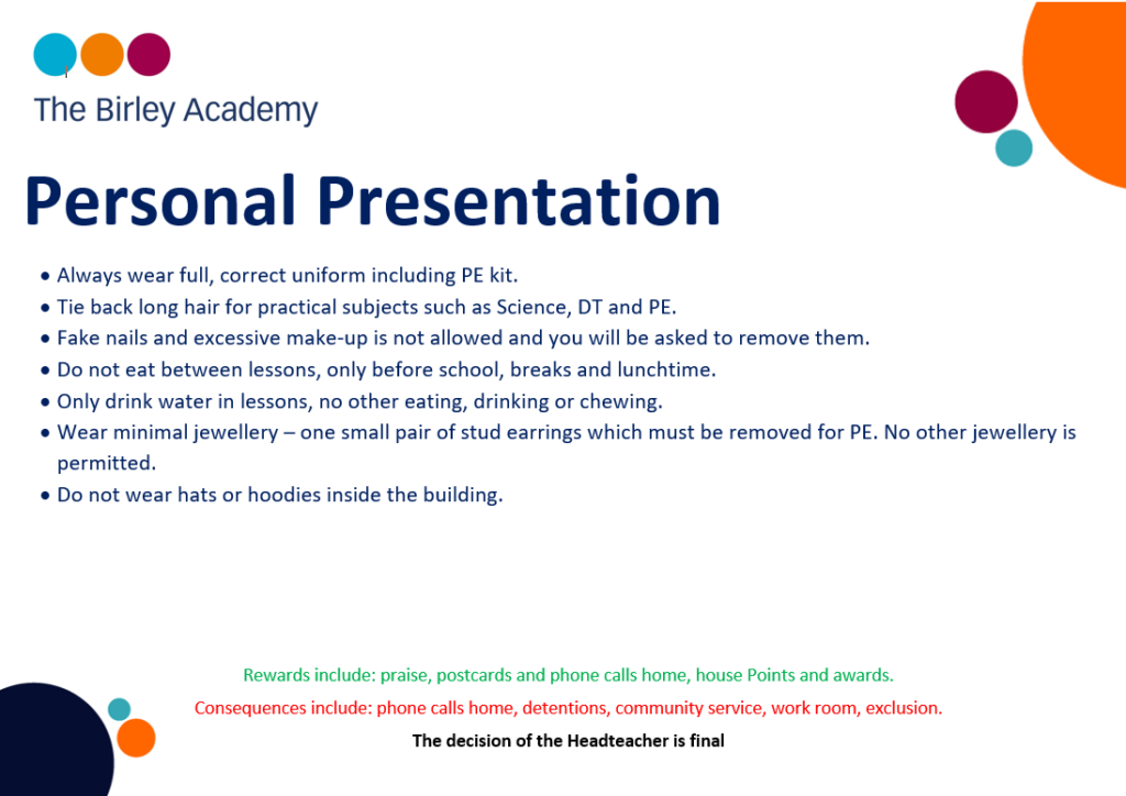 personal presentation requirements